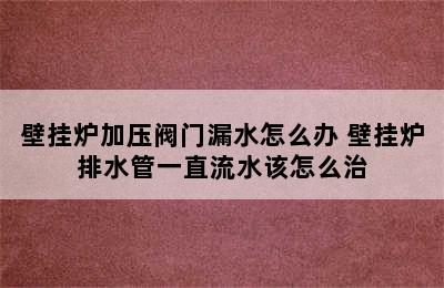 壁挂炉加压阀门漏水怎么办 壁挂炉排水管一直流水该怎么治